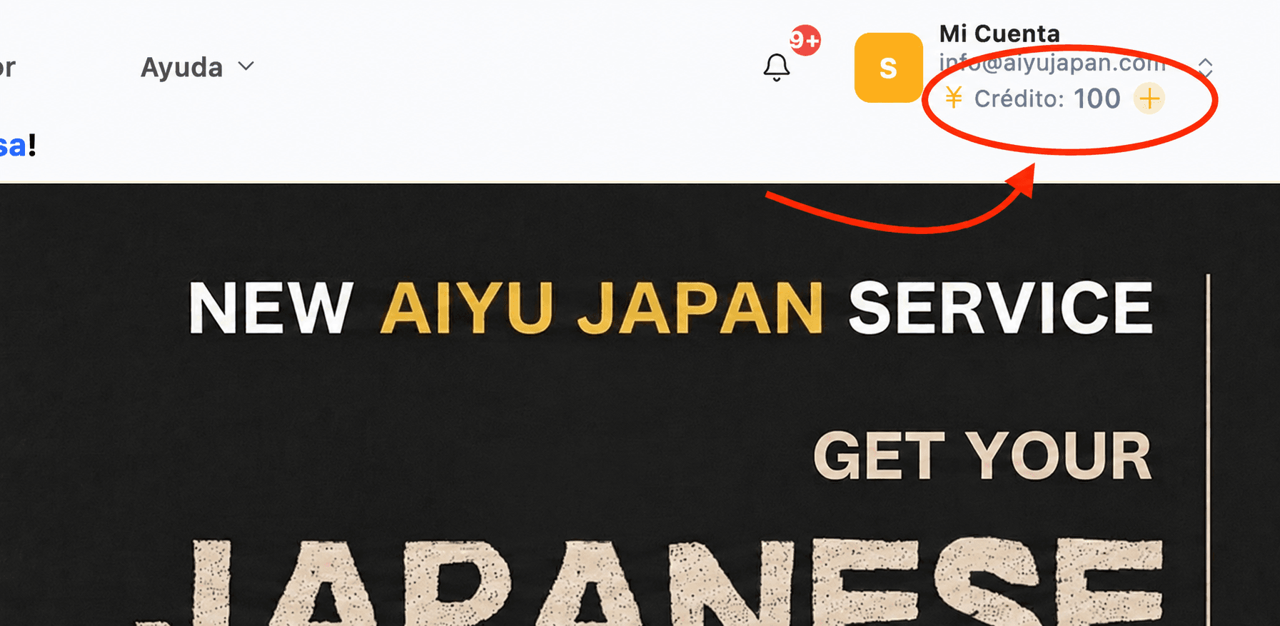 Cómo usar y recargar los créditos disponibles en tu cuenta de Aiyu Japan