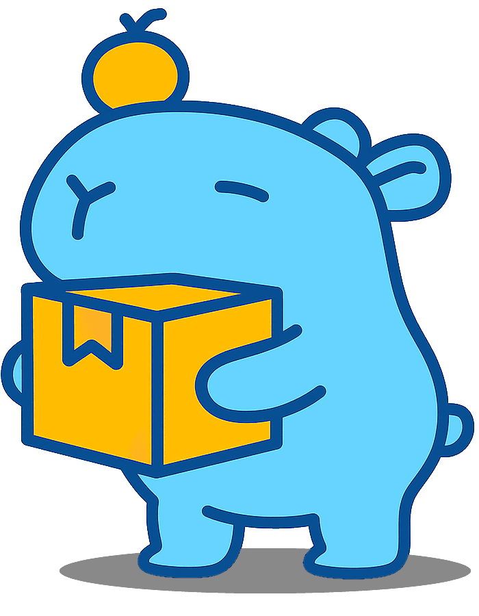 Mascota de Aiyu Japan con un paquete
